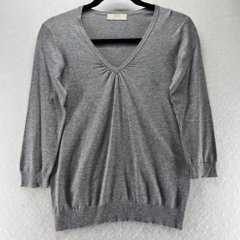 Marks & Spencer Sweater Womens Sz UK12 S Viscose Blend 3/4 Sleeve Pullover Gray - Picture 1 of 12